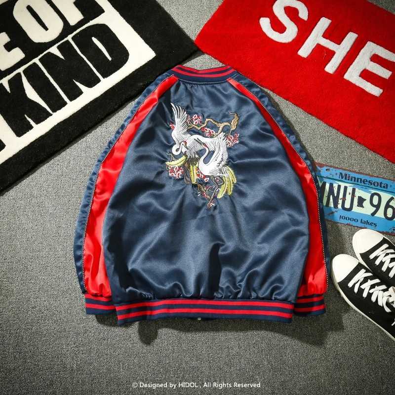 Jacket bomber military souvenir jacket stitched embroidery bird zipper baseball mens hip-hop jacket M241017