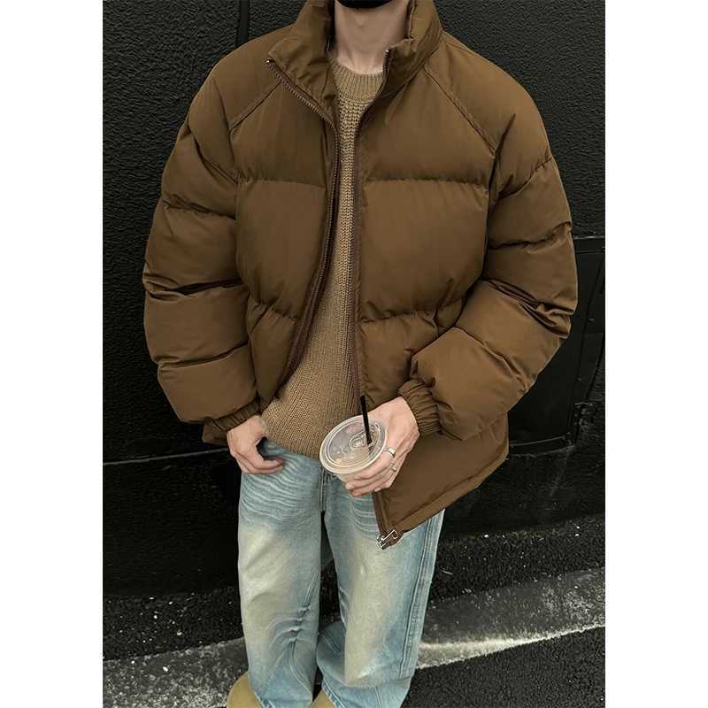Winter jacket mens warm and fashionable solid color thick jacket mens street clothing mens loose thick short jacket mens Parka clothing X241017