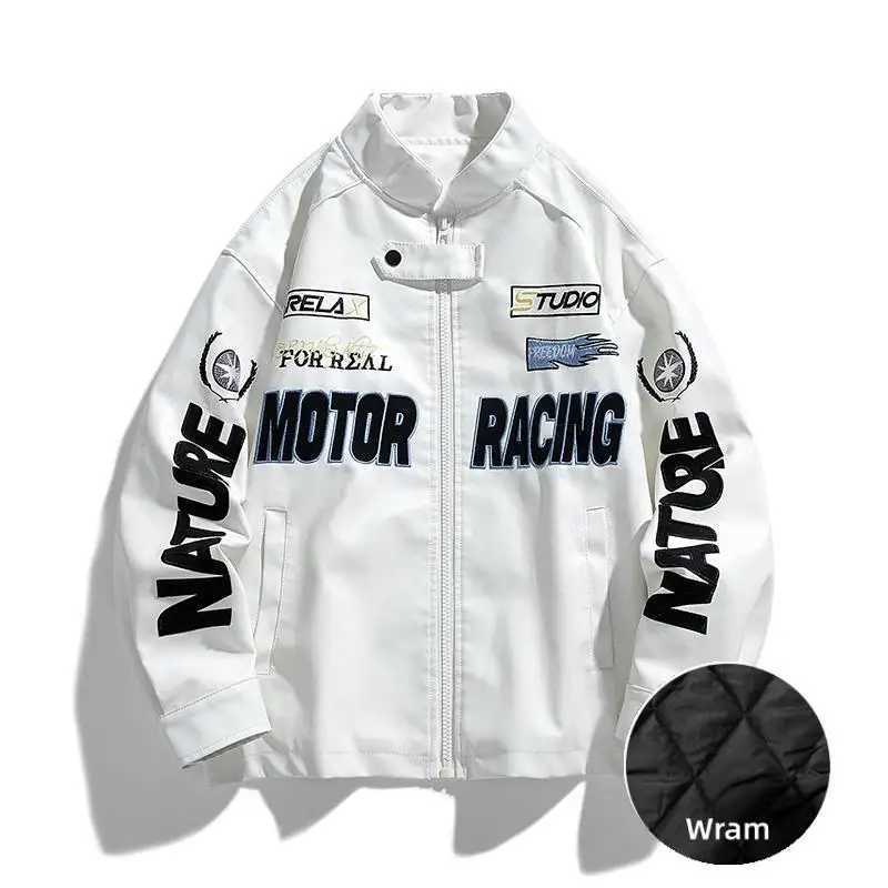 Uetee PU Mens Leather Jacket Trend Street Motorcycle Baseball Letter Embroidered Bomber University Retro Mens Coat M241017