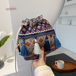 New woven tassel phone 2024 fashionable and versatile drawstring women's portable design crossbody small bag #10 swissmilitary
