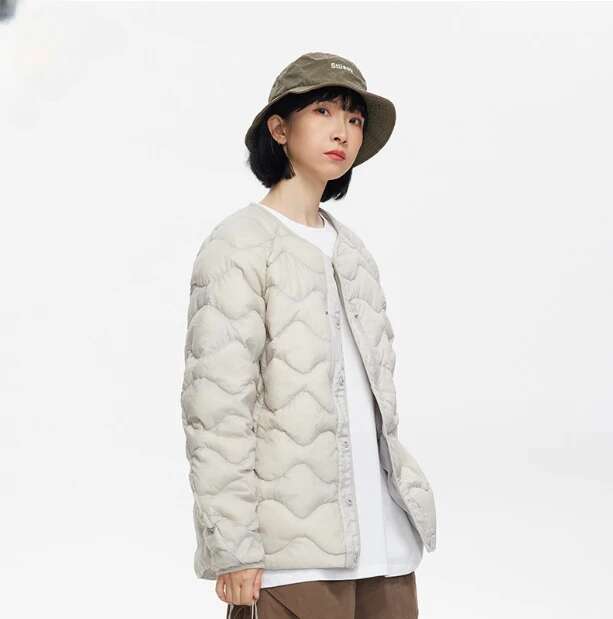 Winter Light Couple Three-Proof 90 Veet With Neck Solid Color Vintage Maillard Collarless Down Jacket Size 2Xl