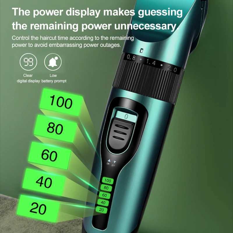 Electric hair clipper wireless professional trimmer LED display screen ceramic blade household low-noise mens hair cutting tool W241017