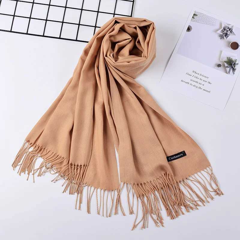 38 color solid thick cashmere scarf suitable for large 70-200cm cashmere winter warm shawl Bufanda Fem with tassel scarf X241017