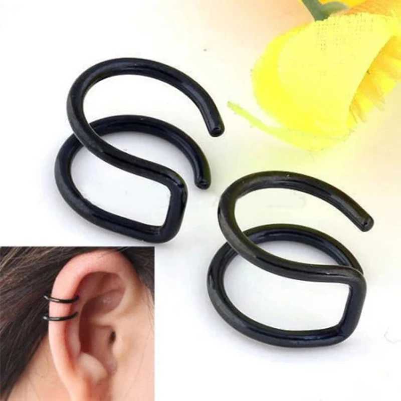 2 pieces of stainless steel clip earrings 2 rows of fake cardboard boxes ear nose lip cuff clip earrings gift aretes de mujer W241017