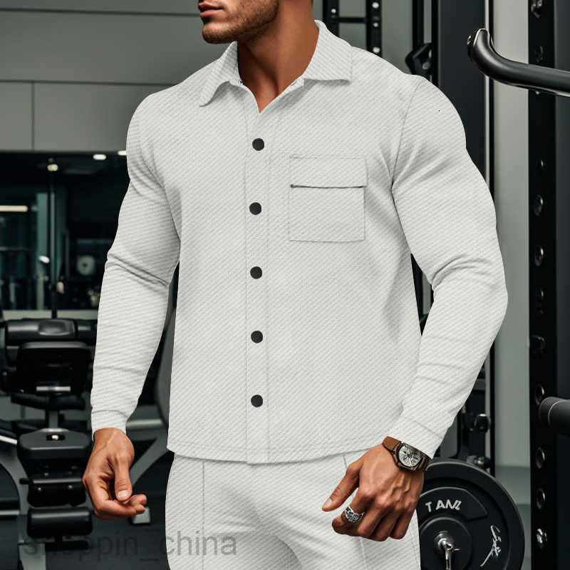 Men's Jackets Coats casual men's diagonal lapel long sleeved shirt jacket autumn men's single breasted solid color jacket