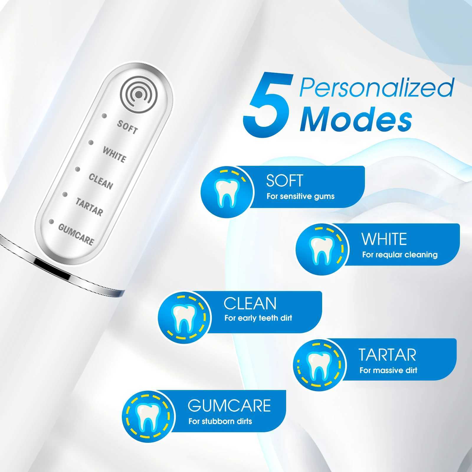 Ultrasonic electro acoustic wave dental scale dyeing Tatar calculus teeth whitening cleaning waterproof electric toothbrush M241017