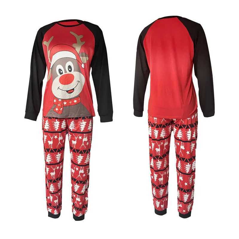 Family matching Christmas pajamas cute reindeer print long sleeved top deer print pants lounge set holiday pajamas casual day set W241015