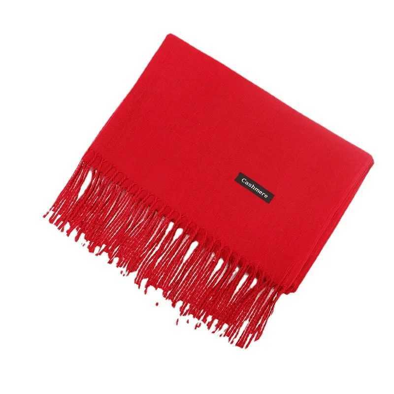 Winter cashmere scarf used for warm and cozy Pashmina sharks wrapped in solid Tassel for warm blankets Echape Bufanda headscarf X241017