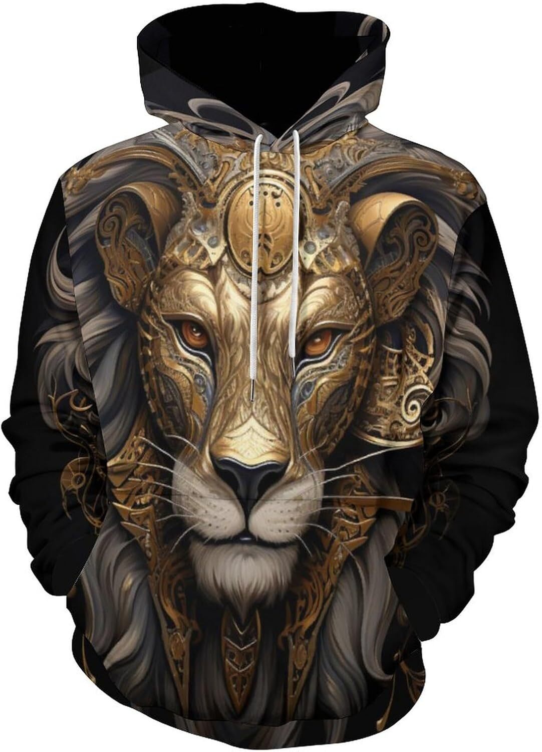 Hoodie for Mens Womens Mens Psychedelic Lion King Hoodie 3D Novelty Pattern Printed Drawstring Long Sleeved Pullover Hoodie Graphic Pullover Long Slee