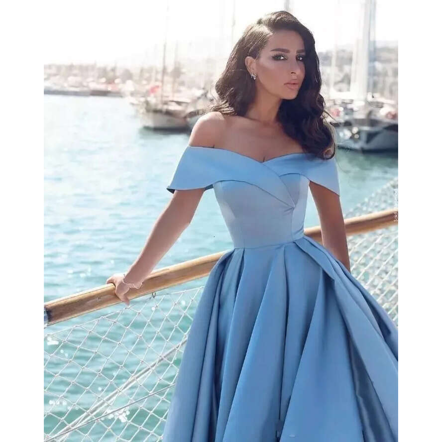 E A New Sexy Off The Shoulder Evening Dresses Side Split Prom Dress Satin Long Vestido Special Ocn Gowns Arabic 2018 vening rabic