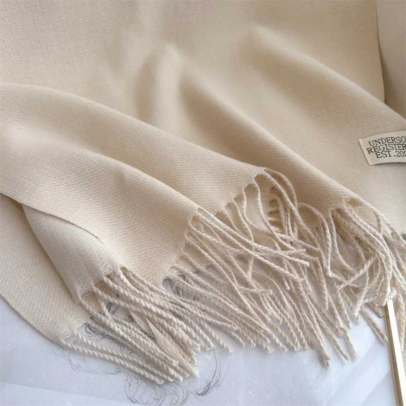Fashionable winter cultural scarf shawl and wrap womens solid headscarf long sleeved cashmere Pashmina scarf X241017
