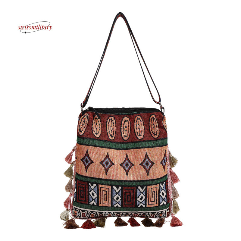 Ethnic women's 2024 new large capacity tote Bohemian style single shoulder cloth bag #15 swissmilitary