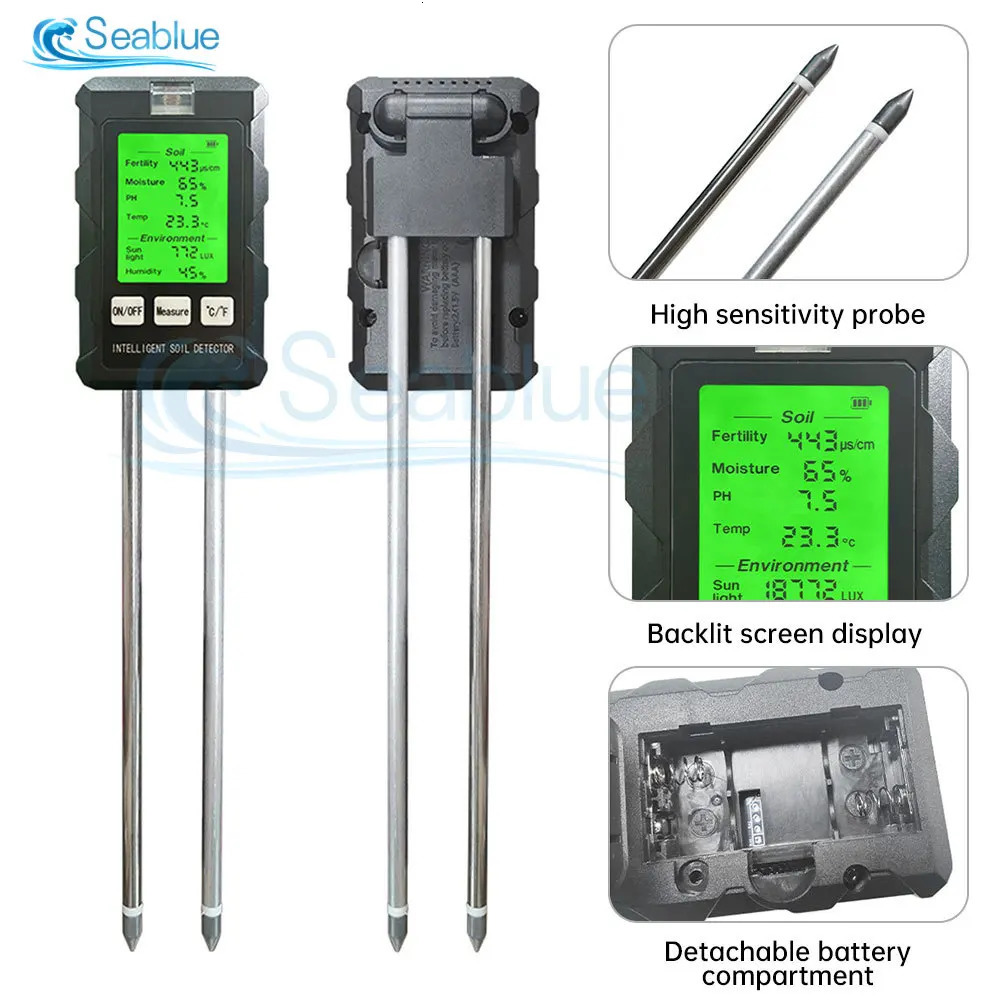High precision soil pH tester Soil moisture/PH/temperature Sunshine intensity tester Garden plant soil tester Soil pH testing 241016