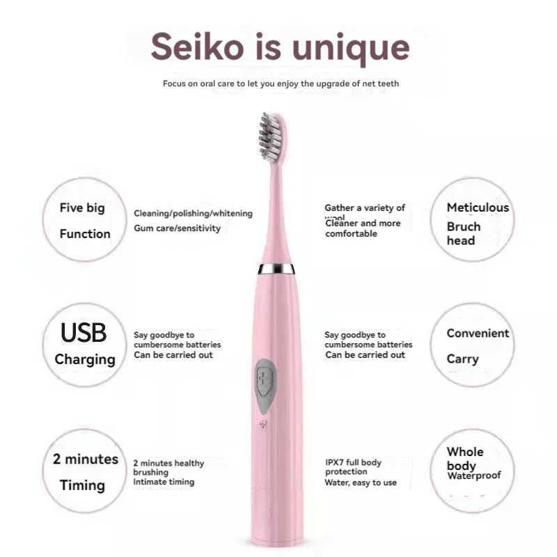 New Arrival Electric toothbrush IPX7 waterproof sonic toothbrush DuPont soft bristle adult large button vibration smart toothbrush G241017