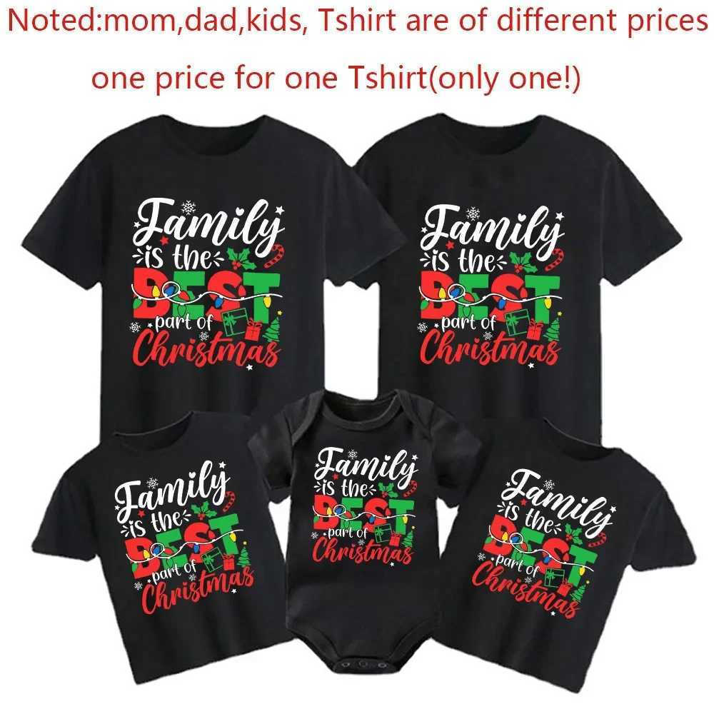 Family is Christmas printing family shirts Christmas matching clothing parents childrens shirts baby jumpsuits Christmas clothing W241015