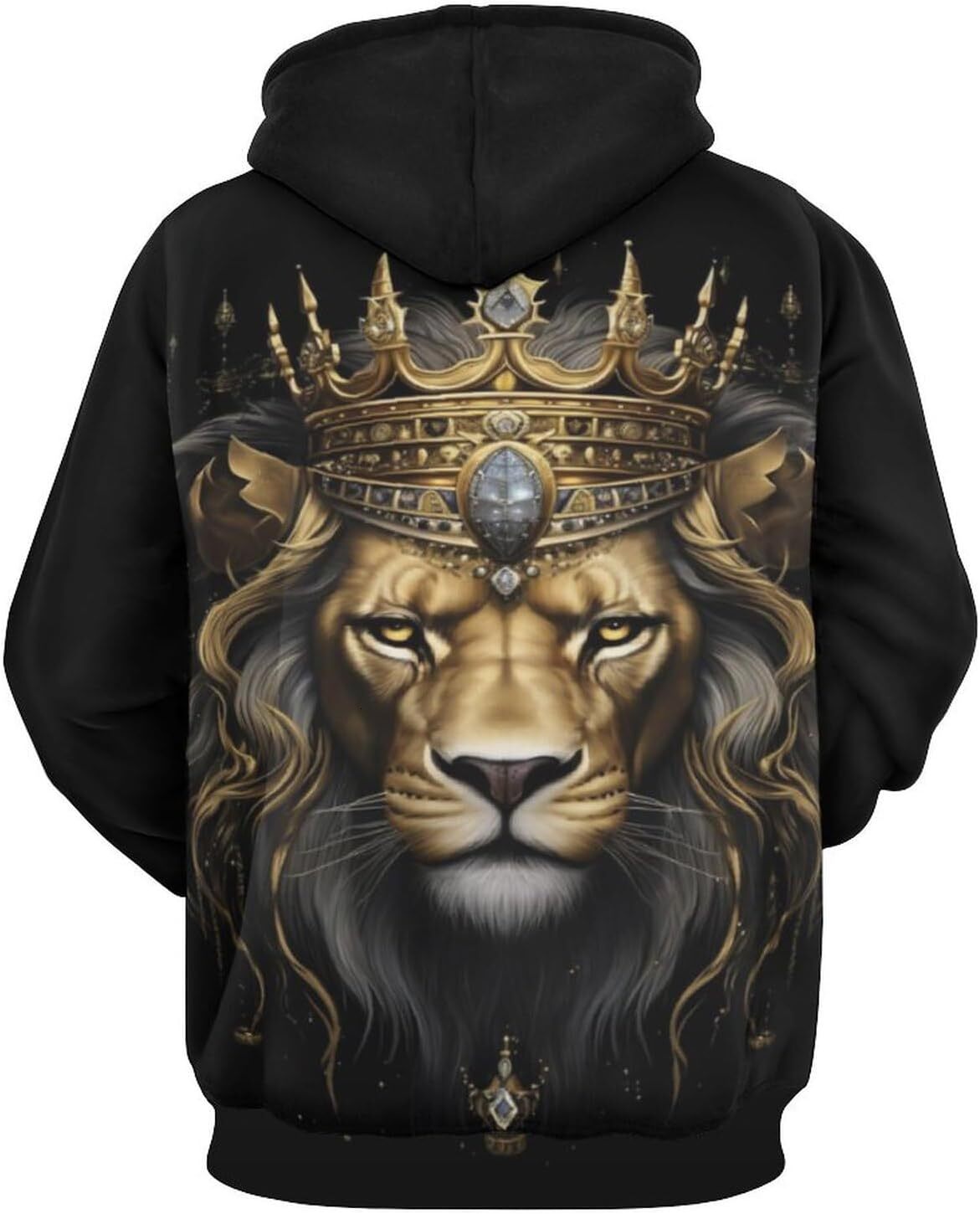 Hoodie for Mens Womens Mens Crown Lion King Hoodies 3D Novelty Tie Dyed Animal Pattern Printing Lightweight Long Sleeve Pullover Hoodie Graphic Fashio