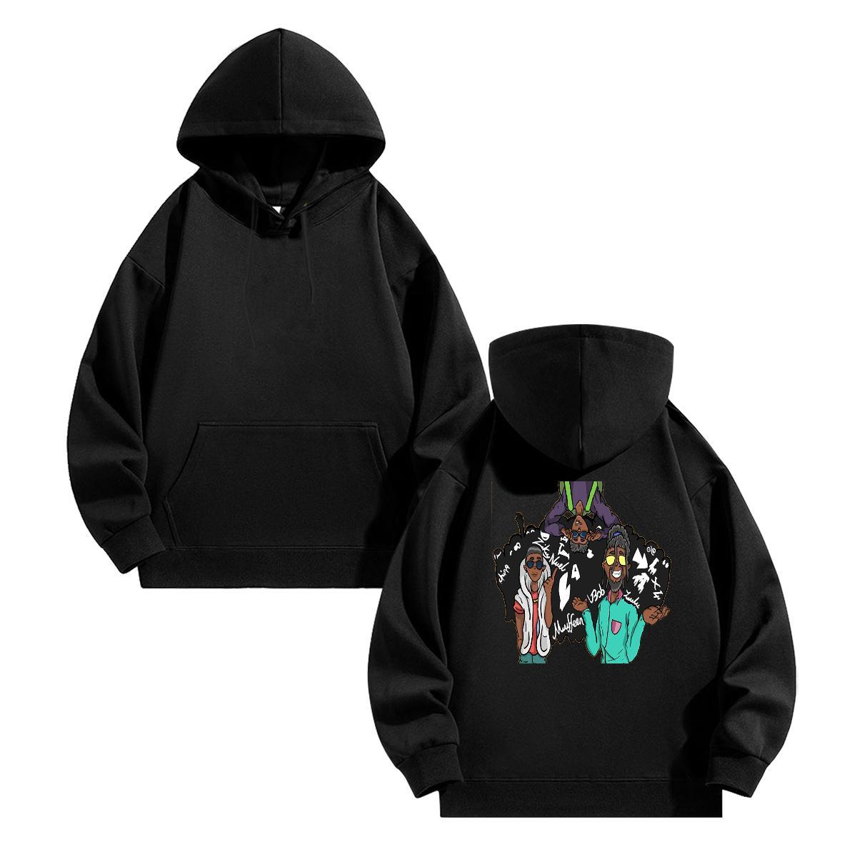 New Man Hoodie Anime Print Free Shipping Mens Hoodie Tops Hoody Casual Daily Wear Velvet Thick Hooded Collar Long Sleeves