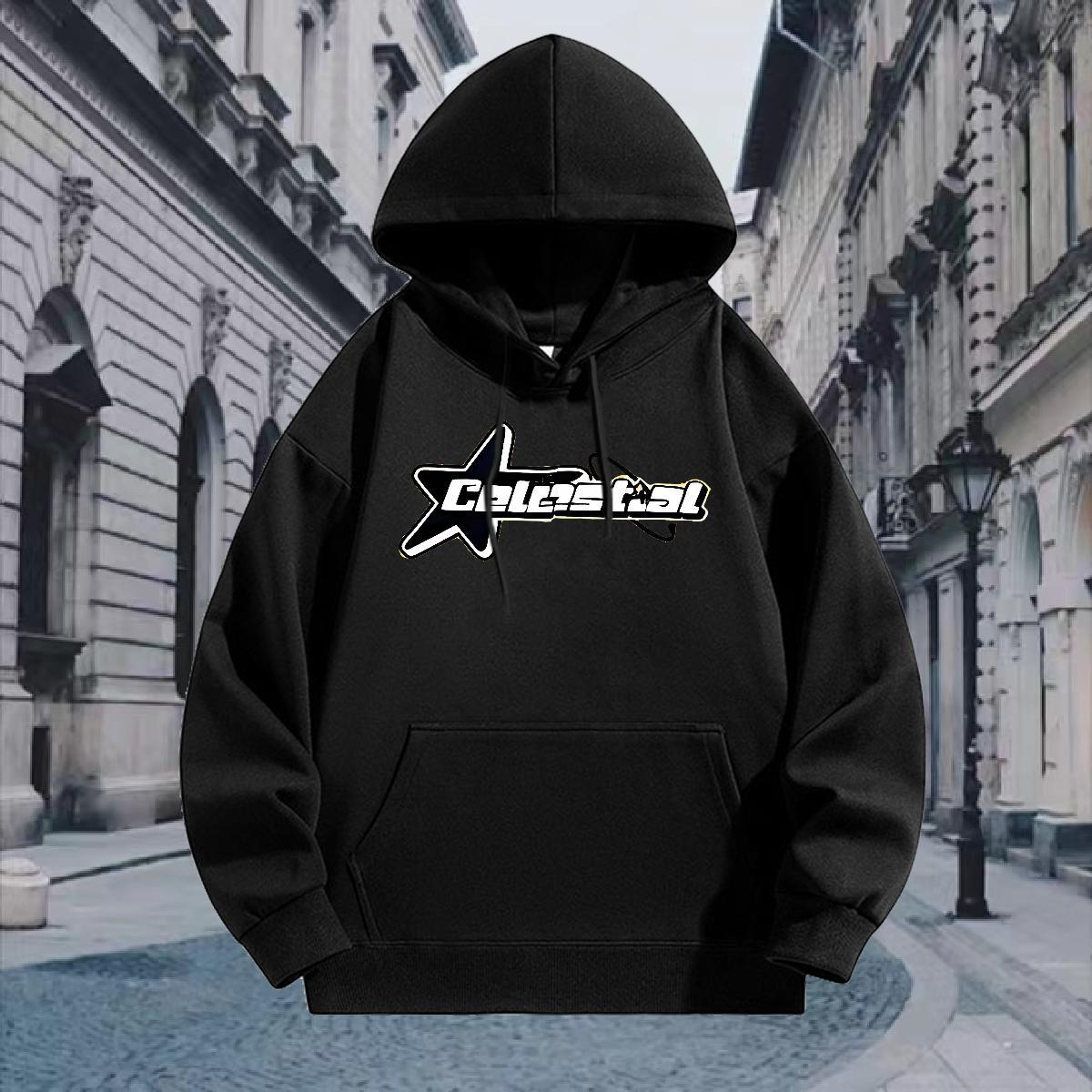 2024 Autumn and Winter Hooded Sweatshirt Breathable Soft Loose Fit Mens Hoodie Street wear Hip Hop Tops Pullover Hoodie Custom Anime Velvet Thick