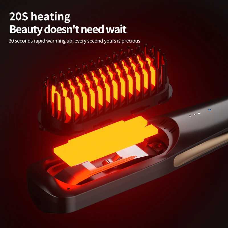 Hair Straightener Comb Quick Heated Electric Comb Hair Straightener Professional Styling Tool Multifunctional Hair Style BrushXJ241016