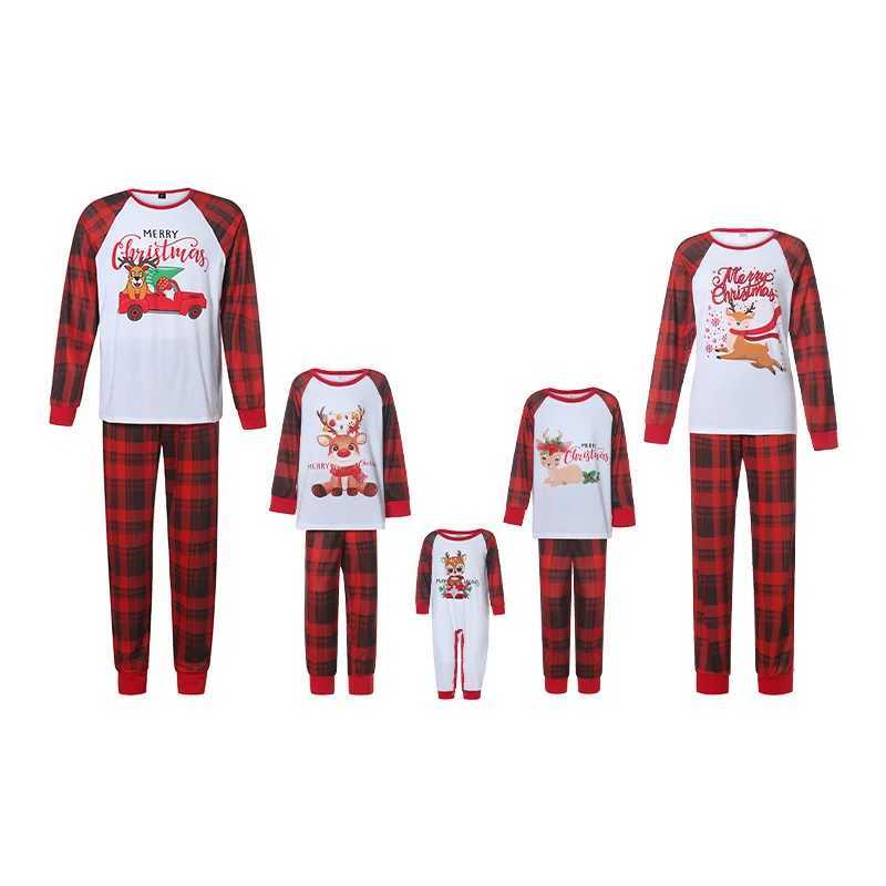 Christmas Family Matching Set Cartoon Long Sleeve Crew Collar Top Flat Pants Set/jumpsuit Mother and Child Pajama Set W241015