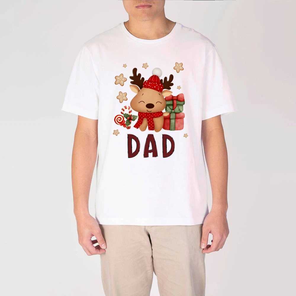 Christmas Day Deer Print Family Matching Outfits Casual Short Sleeve Family Clothing W241015