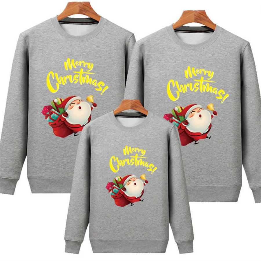 Family Hoodie Christmas Match Set Warm Childrens Clothing Sportswear with Velvet Sweater Santa Claus Adult and Childrens Gifts W241015