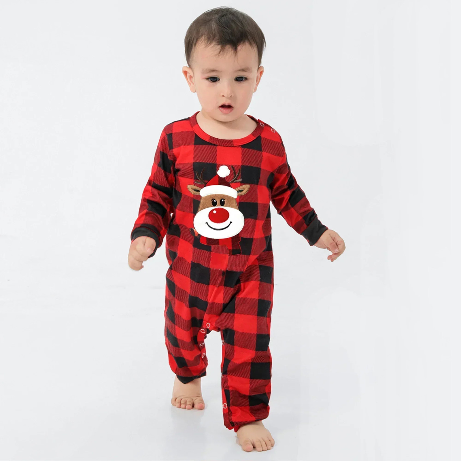 Christmas Cartoon Deer Print Pajamas Set Family Matching Outfits Soft 2 Pcs Suit Loungewear Baby Dog Romper Xmas Look 241017