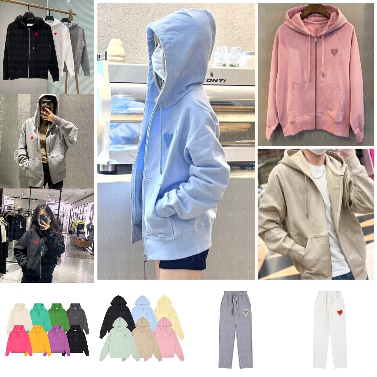 Designer High Quality Hoodies Short Sleeve Jackets Heart Cardigan Hoodies Set Men Women Pullovers