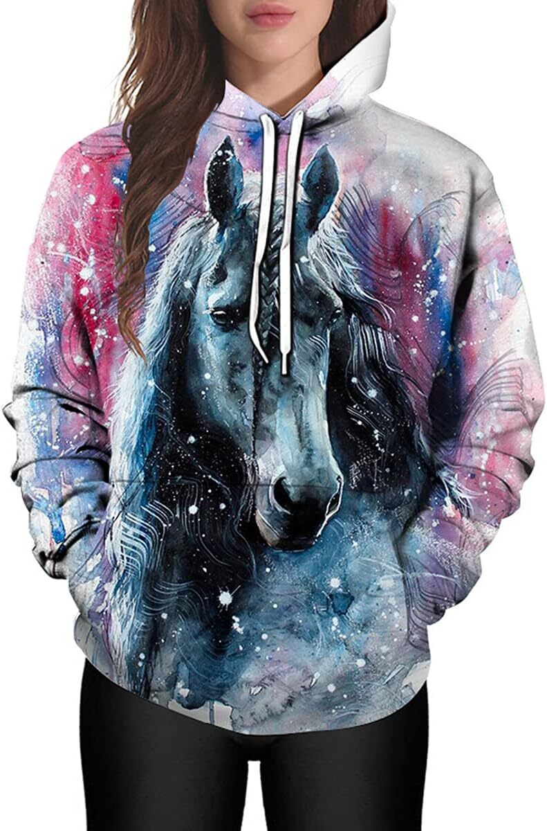 Hoodie for Mens Womens Unisex Horse Creative 3D Printed Hoodie Novelty Animal Print Hoodies Sweatshirt sweatshirt Pullover Long Sleeve cool