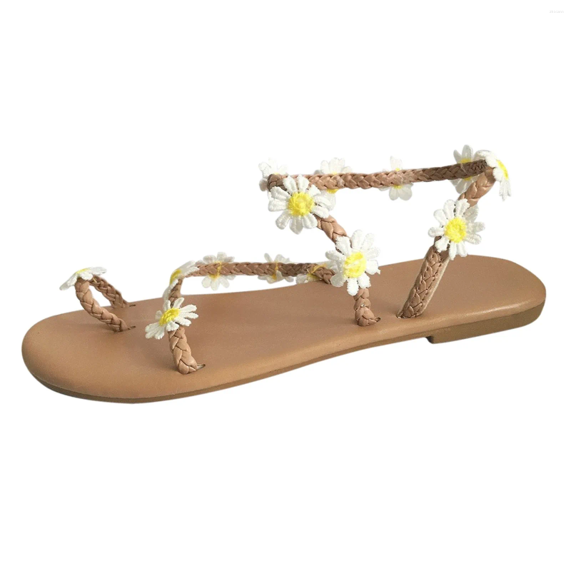 Sandals Large Beach Size Casual Flat Roman Summer Shoes Wear Women'S Closed Toe atos Para Mujeres zhanyishengli