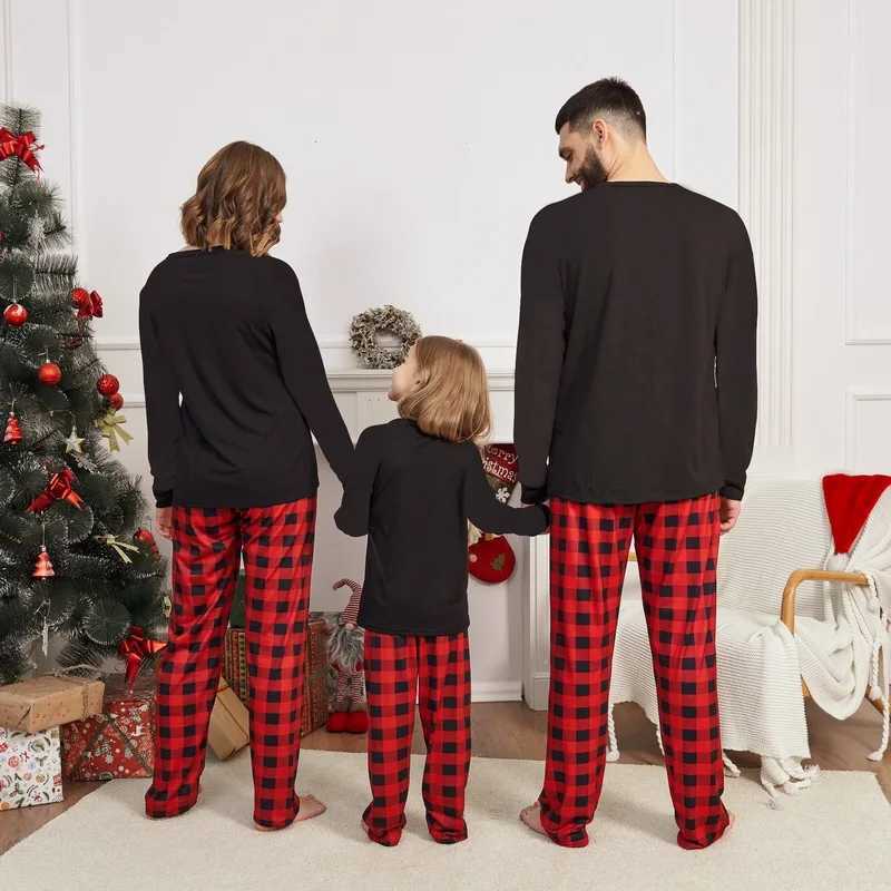 Christmas Pajamas Family Matching Set Christmas Tree/Hat Letter Top Flat Pants Adult Mother Children Pajamas Family Clothing W241015