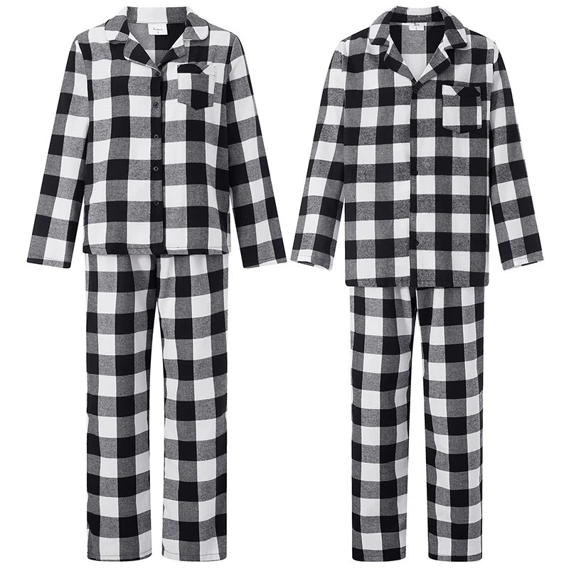 Christmas Family Pajamas Matching Set Long Sleeve Shirt with Pants Plaid Sleepwear Loungewear 241017