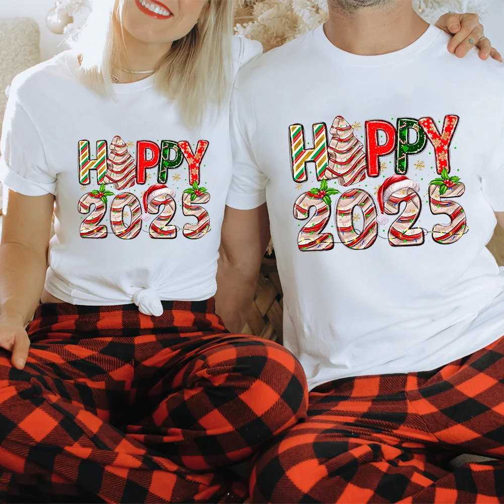 Happy Christmas 2025 Family Matching Tshirts Dad Mom Kids Tees Baby Bodysuits Year Party Shirts Outfits 241017