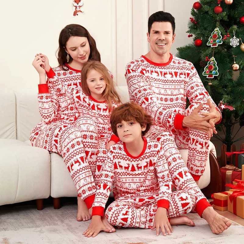 Christmas Family Matching Pajama Set Classic Elk Red Print Adult Mom Dad Daughter Pajama Set W241015
