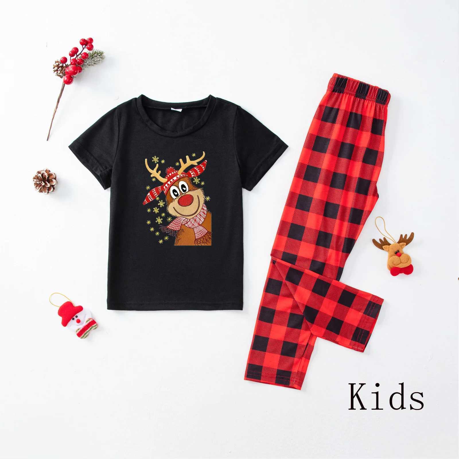 2024 Cute Deer Christmas Family Match Short Sleeve Father Mother Children Baby Pajama Set Mom and Me Christmas Pj Clothing W241015