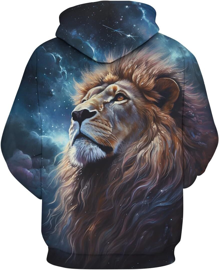 Hoodie for Mens Womens Unisex Funny Lion King Hoodie 3D Printing Psychedelic Long Sleeve Pullover Hoodies Pocket Graphic Hoodies sweatshirt Pullover L
