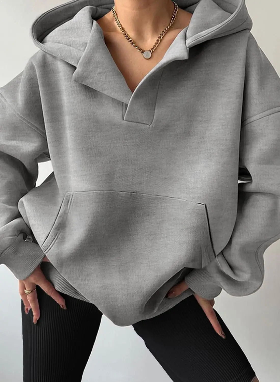 Women Casual Oversized Long Sleeve Fleece Sweatshirt Hoodies with Pockets SXXL 241017