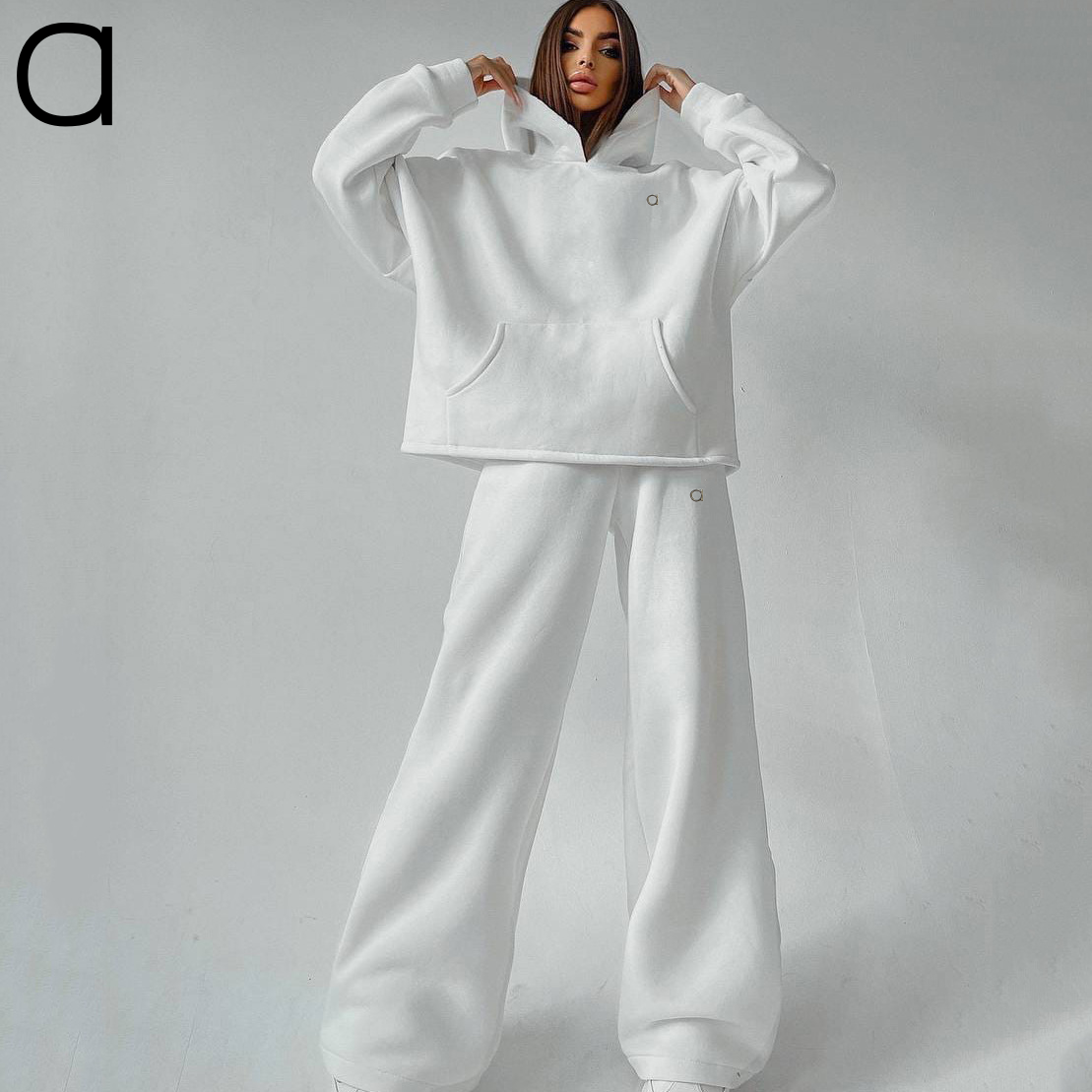 A580 Ladies Yoga Hoodie Matching Pants Ideal Gym Essentials Women's Fashion Autumn and Winter New Arrivals Hooded Pocket Sweatshirt Set with Breathable Jacket