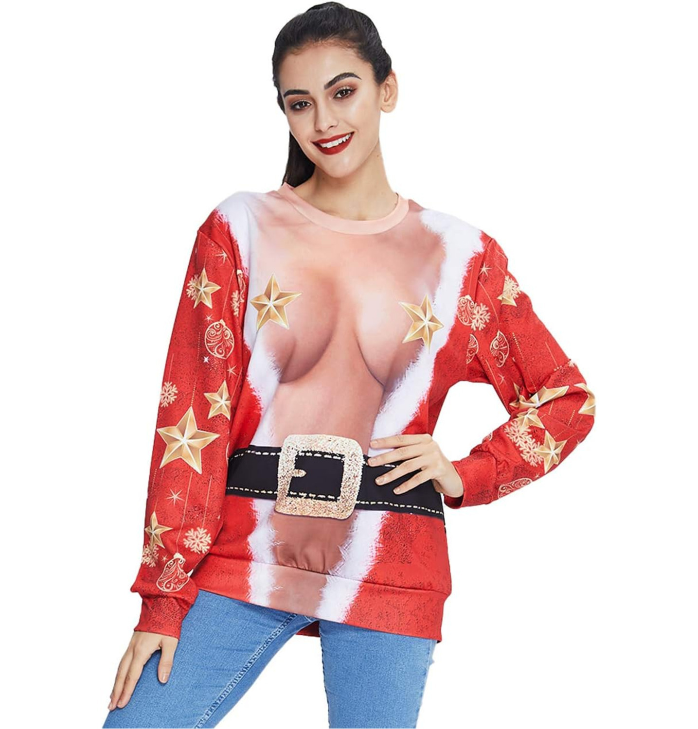Long Sleeve Shirts for Men sweatshirt Unisex Ugly Christmas Crewneck Sweatshirt Novelty 3D Graphic Long Sleeve Sweate Tee Streetwear Casual tops cloth