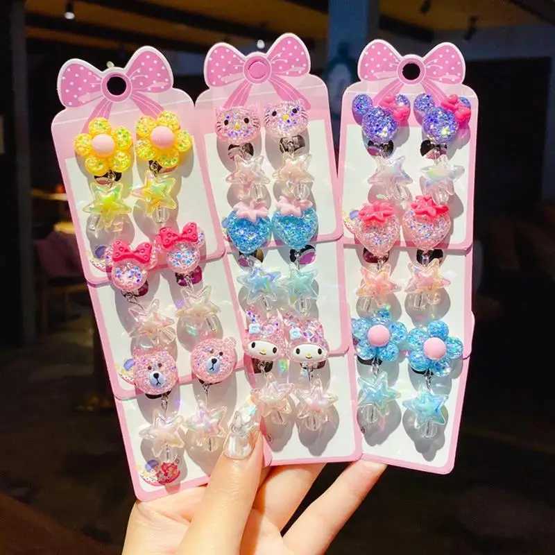 Mini cute ear clip suitable for hypoallergenic girls non perforated plastic earrings suitable for relieving pain in children W241017