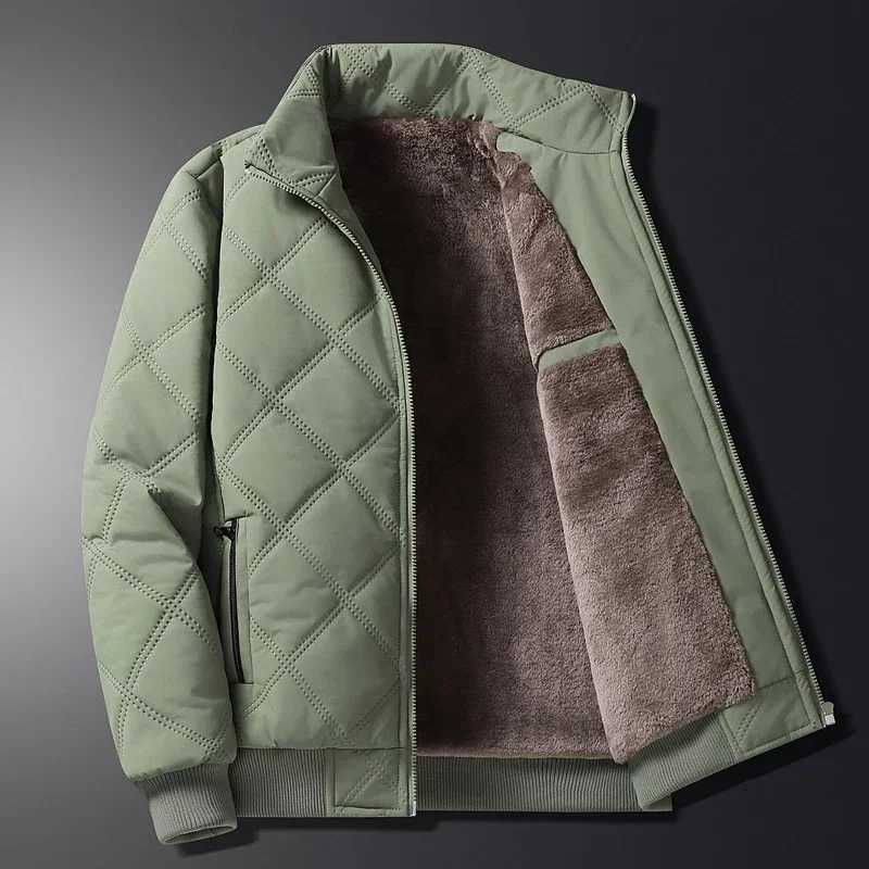 Puffer Jacket Men Thick Warm Winter Jackets Solid Color Parkas Man Cotton Padded Outwear Coats Casual Stand Mens Clothing Top X241017