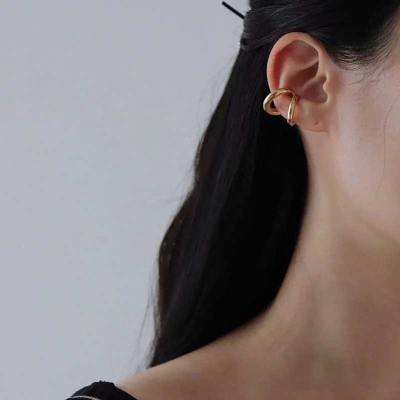 Fake perforated earmuffs double ring earmuffs womens artificial earmuffs retro hip-hop cuffs earmuff accessories Korean fashion W241017