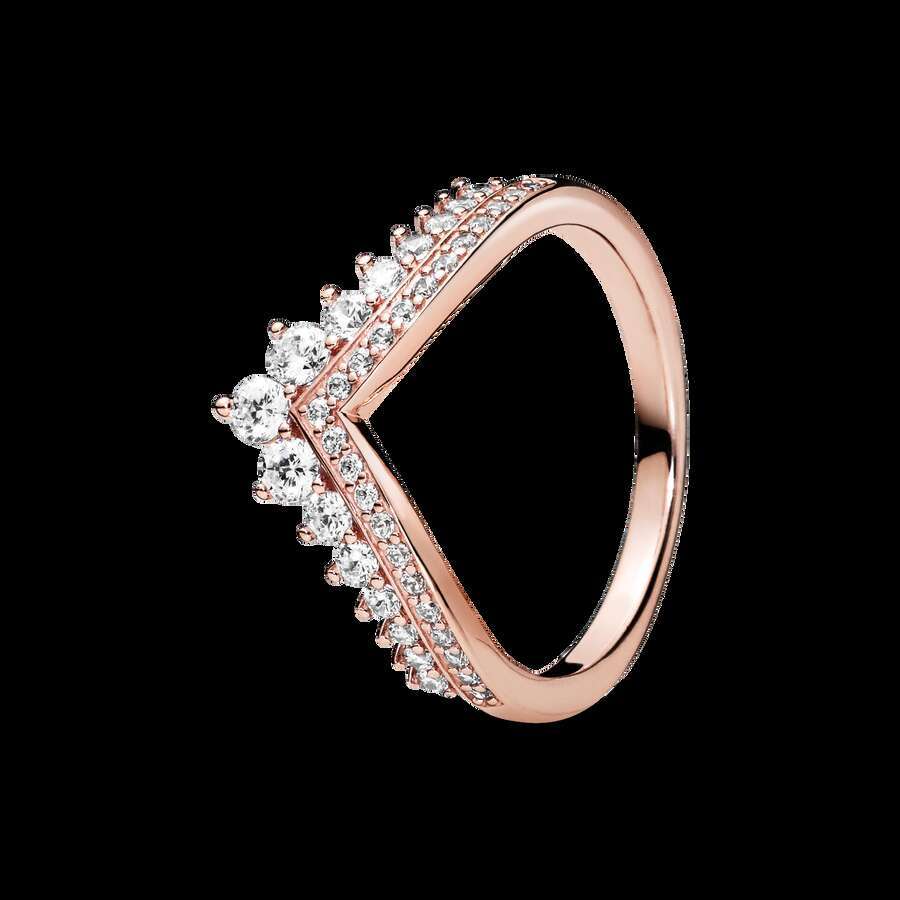 925 Sterling Silver Sparkling Row Eternity Princess Wishbone Knot Clear Zircon CZ Rings For Women Wedding Jewelry