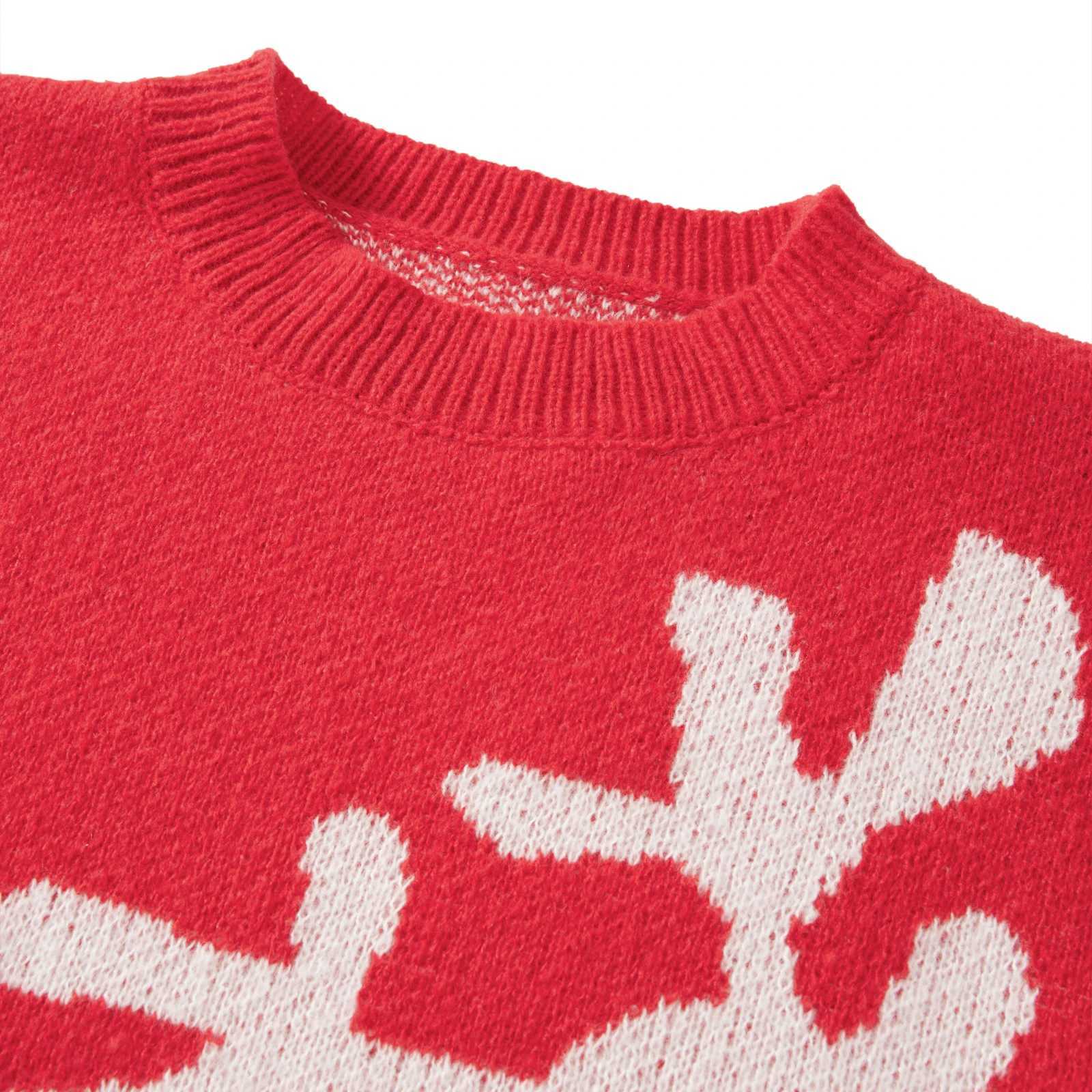Match Christmas sweater long sleeved crew neckline cartoon reindeer decal family sweater winter clothing W241015