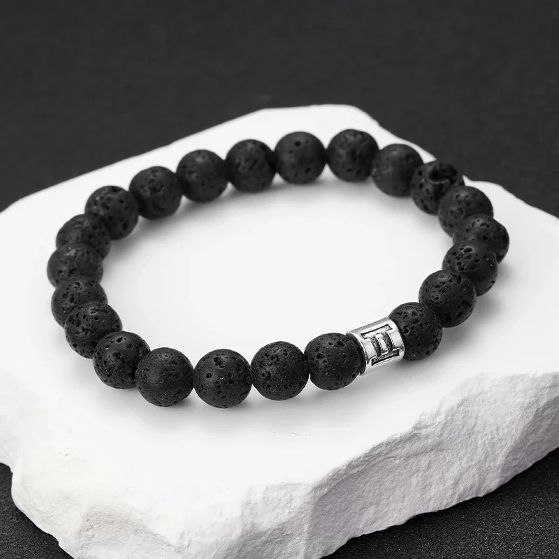12 Zodiac Bracelet Natural Volcanic Stone Bracelet Virgo Capricorn Taurus Cancer Aries Pisces Gemini Libra 241017