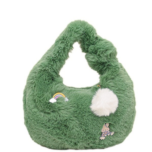 Mao high appearance cartoon cute handmade soft fluffy small bag, niche and sweet women's wool ball bag
