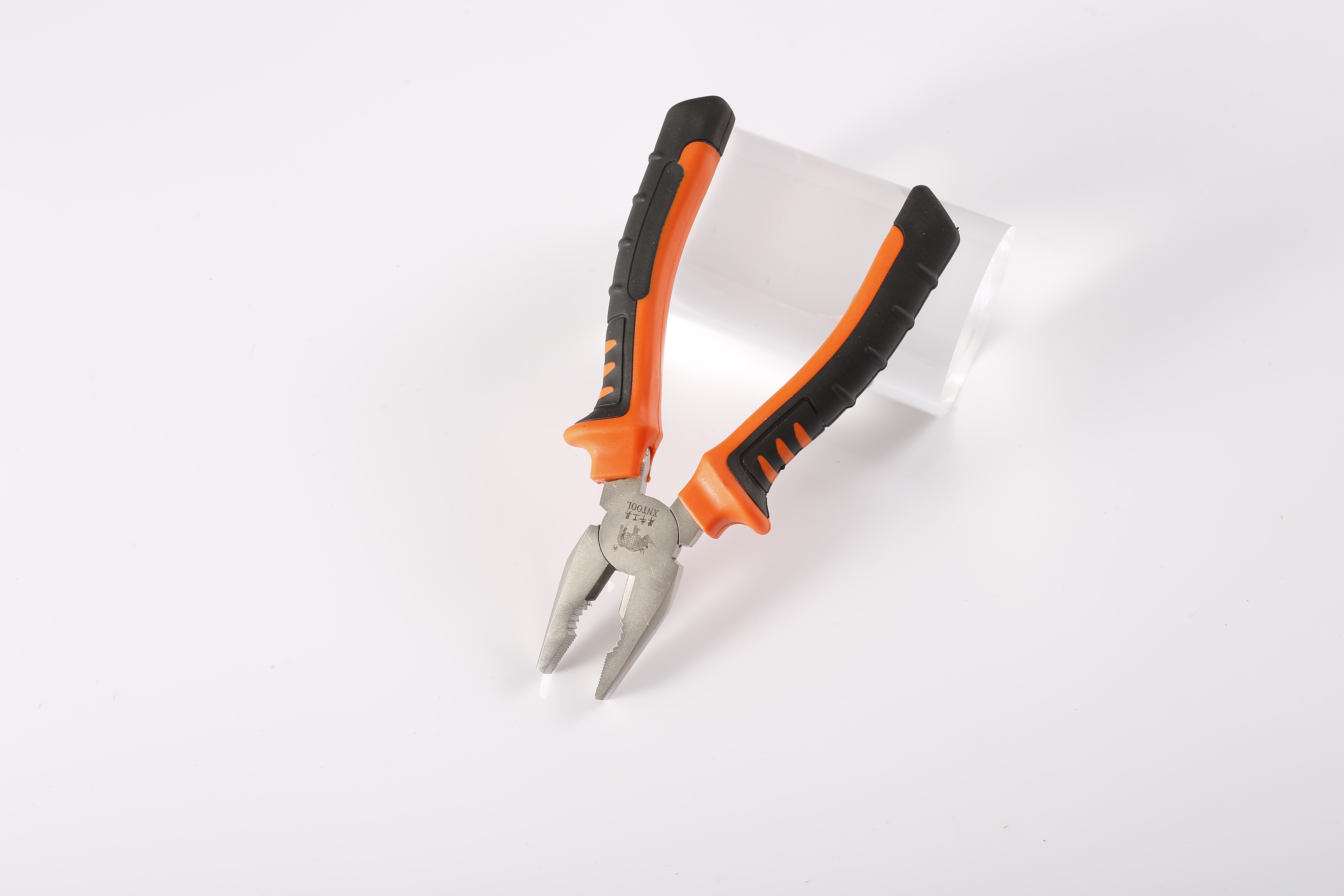 European pliers Nickel plating treatment on the surface of orange black axe handle