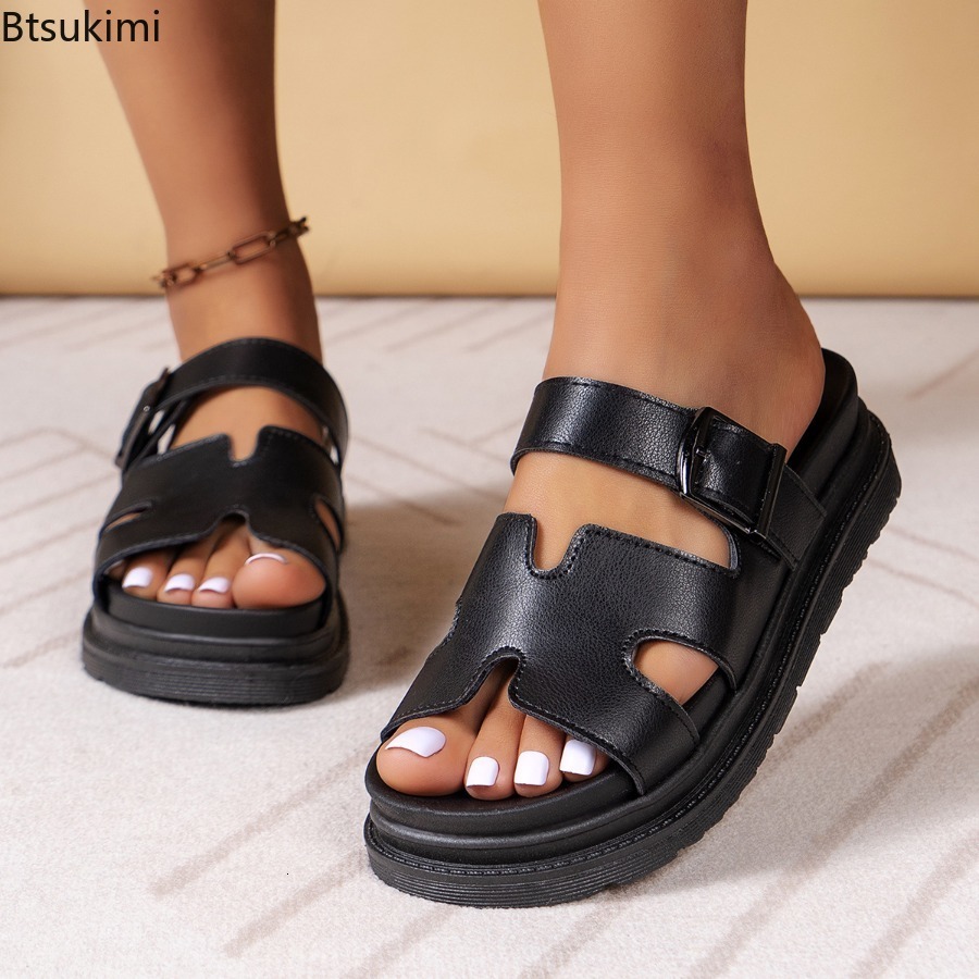 Women S Summer Sandals Simple Solid Design Anti Slip Soft Bottom One Word Slippers Ladies Daily Comfort Outdoor Casual Footwear Ddmythur