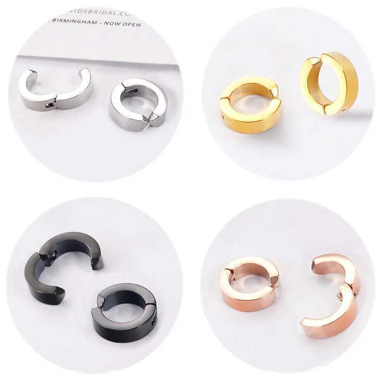 Stainless steel fashionable earring clip non perforated fake earrings suitable for men women round earrings punk rock style jewelry gifts W241017