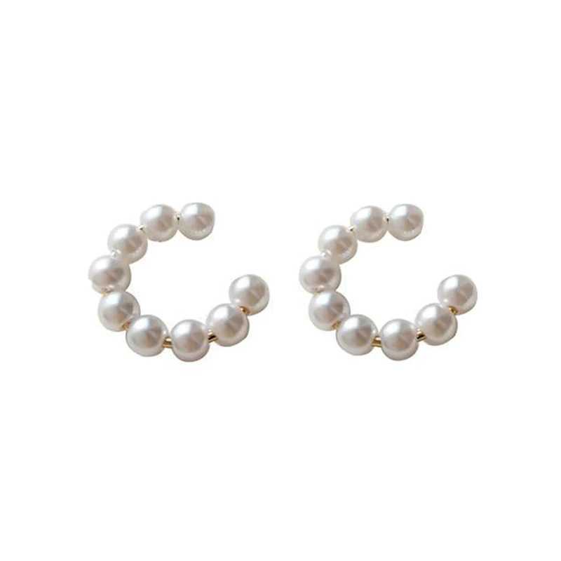 Korean Pearl Ear Cuff Clip Earrings Non Perforated Bone C-shaped Non Perforated Womens Fashion Jewelry Minimalist Earrings W241017